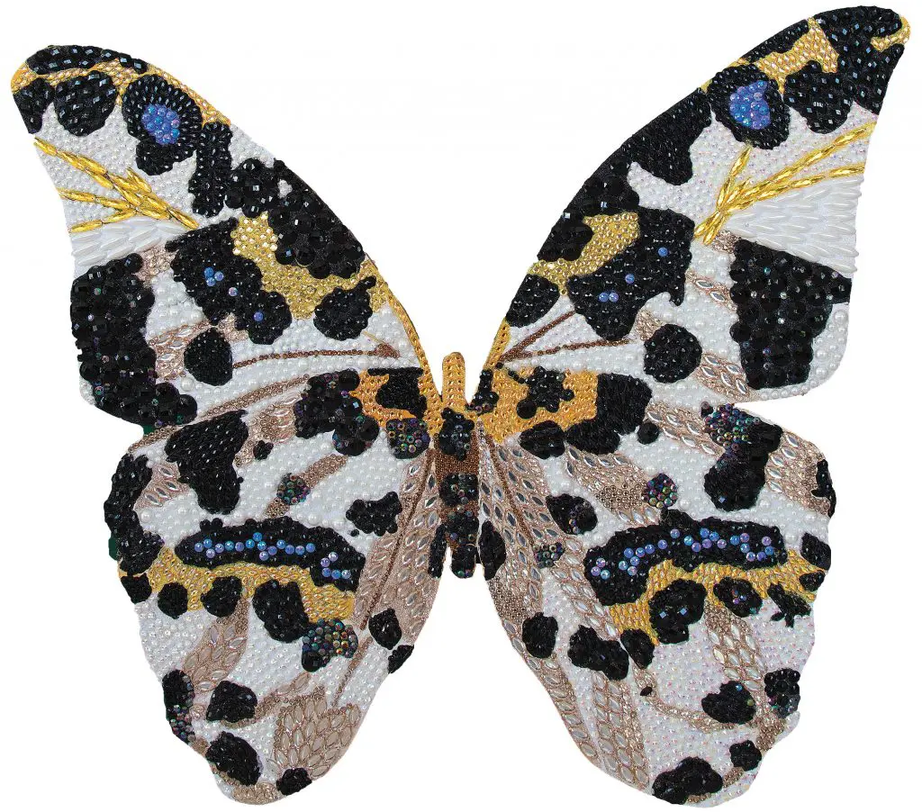 The artist has a penchant for butterflies, as shown in this bejeweled object.