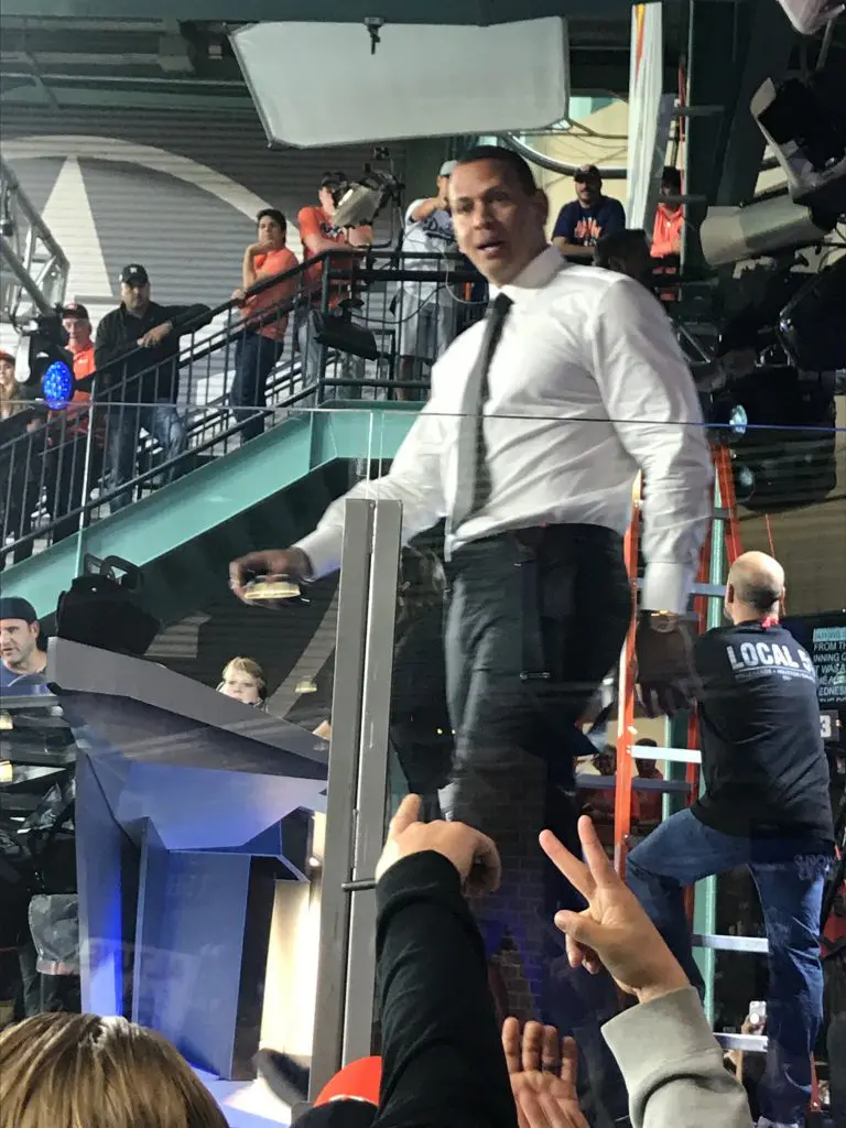 With Alex Rodriguez working the World Series for Fox, Jennifer Lopez came to be with her guy. (Photo by Jason Romano.)