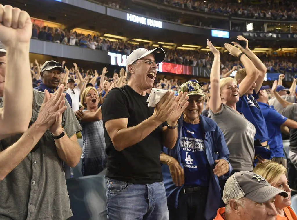 Jerry Seinfeld is supposed to be a Mets fan. But there he was in the midst of the Dodgers madness, screaming for Los Angeles.