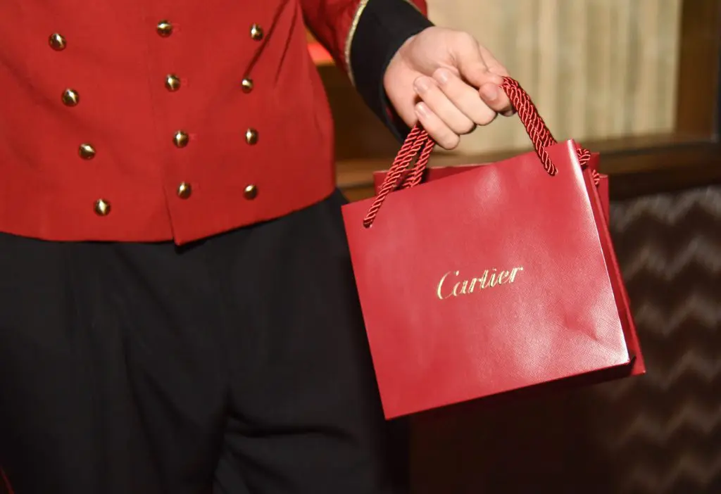 Guests left with petite Cartier gift bags.