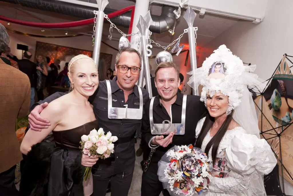Isabel David, Mark Sullivan, Jason Reeves, Marita Fairbanks at Ball n' Chain Gala, 2013. Natch, her bridal gown was by Kasi Kubiak. (Photo Anthony Rathbun)