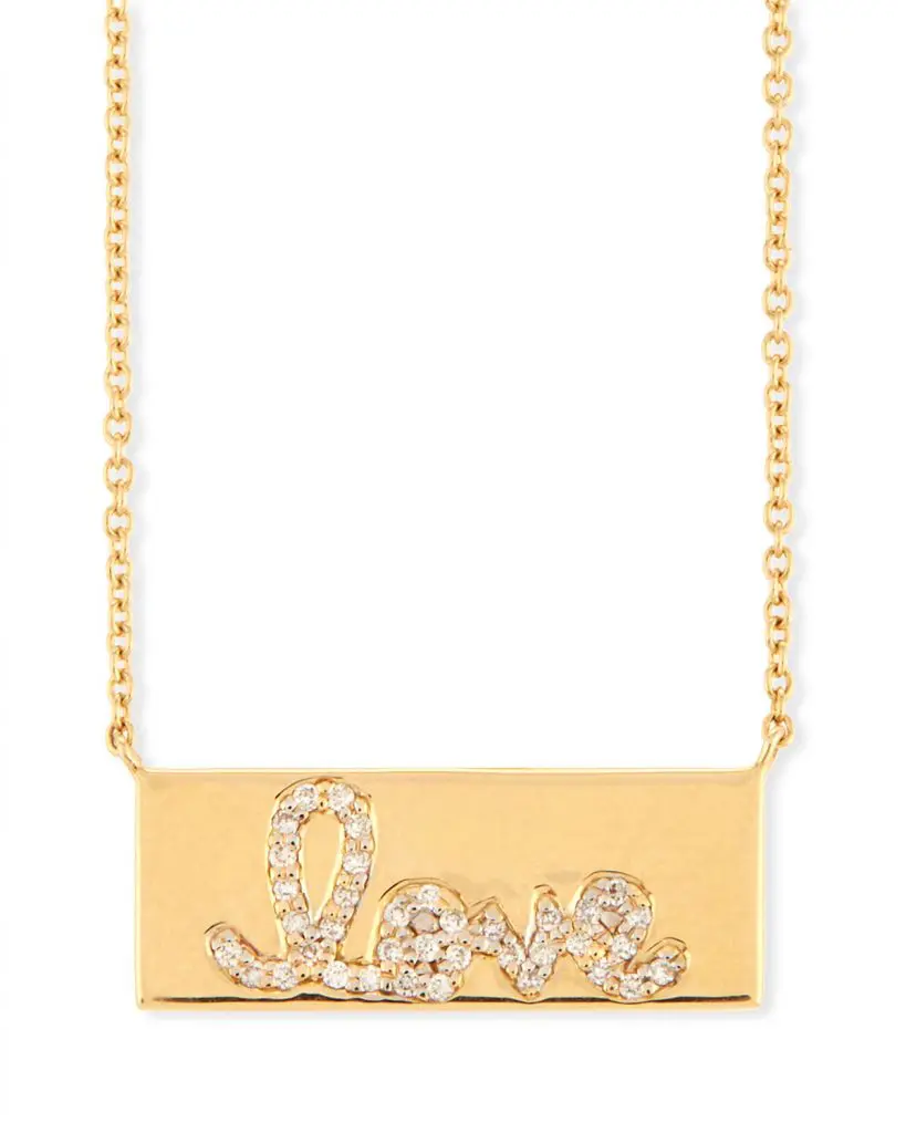 Sydney Evan Pavé Diamond Love Bar Necklace, $1,595