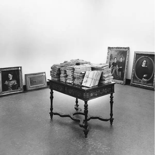 Via @wfmiddletonauthor: "Raid the Icebox with Andy Warhol" contained over 400 paintings and objects, from a Cézanne still life to framed fragments of wallpaper stacked along the wall to almost 200 pair of old shoes, many displayed in the same rough wooden cases used in the basement storage. The entrance to the exhibition had one of the de Menils’ huge Warhol silkscreens, "Flowers," 1966, next to a corridor lined with dozens of mismatched wooden chairs hung along the top of the wall. "The kids of today want to know what Andy sees and what he likes," said the director of the RISD Museum at the opening of "Raid the Icebox." As Houston Chronicle art critic Ann Holmes wrote, "Judging by the throngs which swept through Wednesday night, you better believe it!" (Courtesy of Menil Archives, The Menil Collection, Houston)