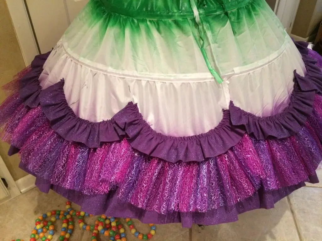 Kasi Kubiak's creations can take between 50 and 100 hours to come to fruition. Shown here, a Willy Wonka-inspired detail from Marita Fairbanks' frock for Gum Ball, 2015.