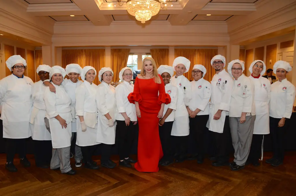 Marie Bosarge with Culinary Institute Le Notre students at the Champagne and Chocolate gala where she was honoree. (Photo by Roswitha Vogler)