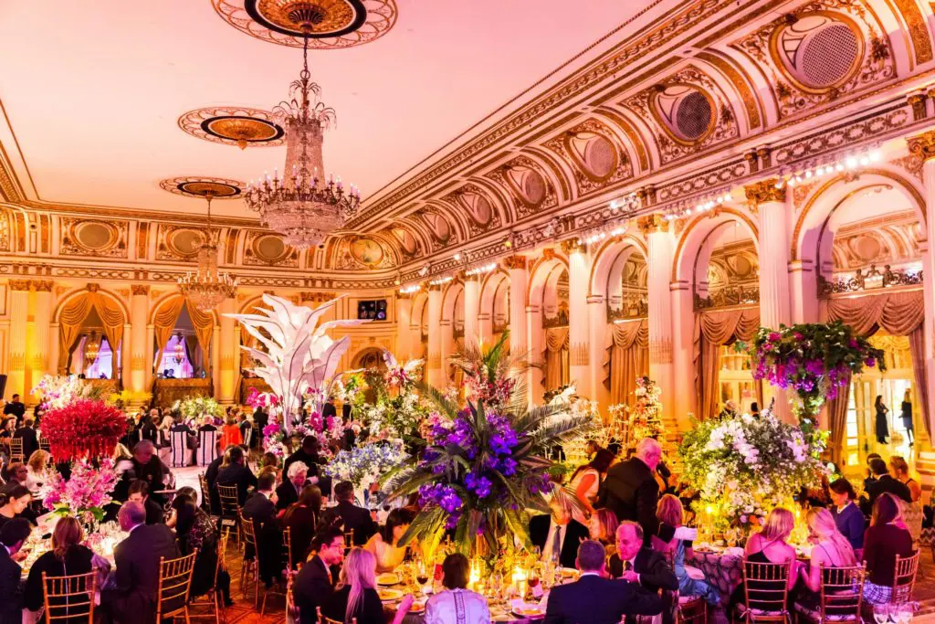 The Plaza Hotel's Grand Ballroom transformed for the Orchid Dinner