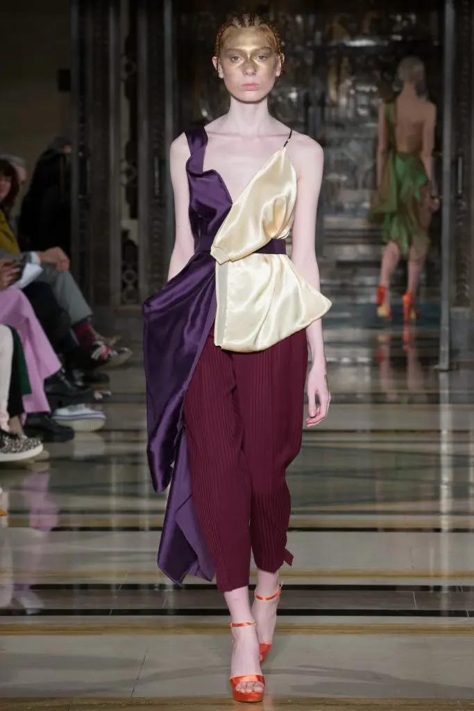One of René Garza's dramatic up-cycled looks at London Fashion Week AW18.