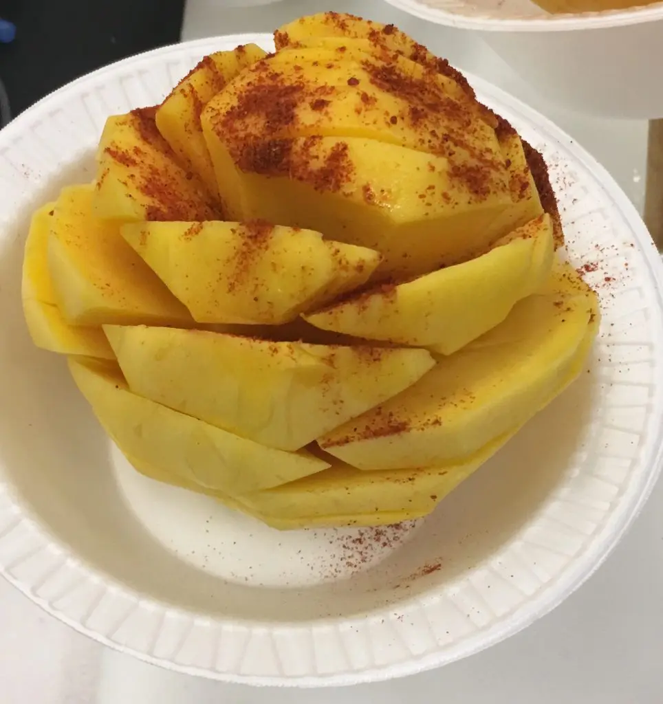 Cayenne gives this carved-up mango a kick. 