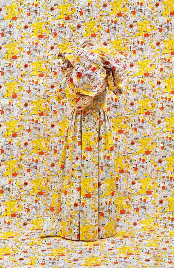 Rachel Perry's "Lost in My Life (Price Tags with Bundle)," 2016, at Yancey Richardson  Gallery evidences a feminist stance. 