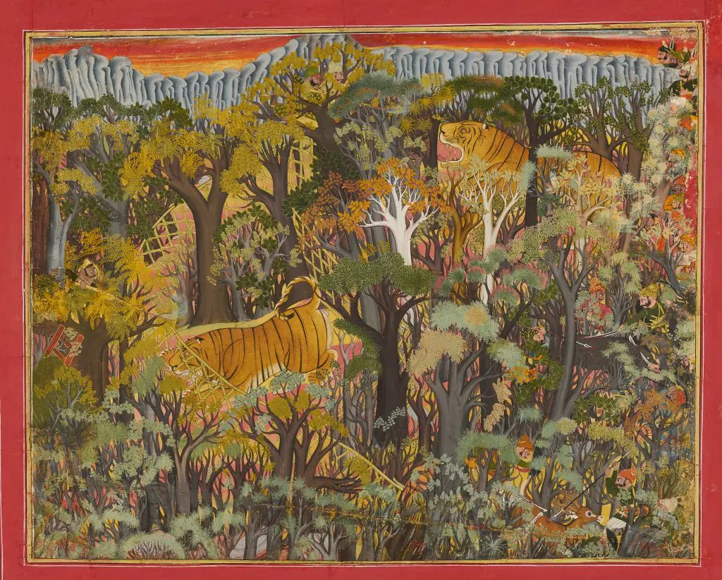 Sheikh Taju's "Maharao Umed Singh of Kota on a Hunt," 1780, at the Museum of Fine Arts, Houston (Collection Mehrangarh Museum Trust, photo Neil Greentree)