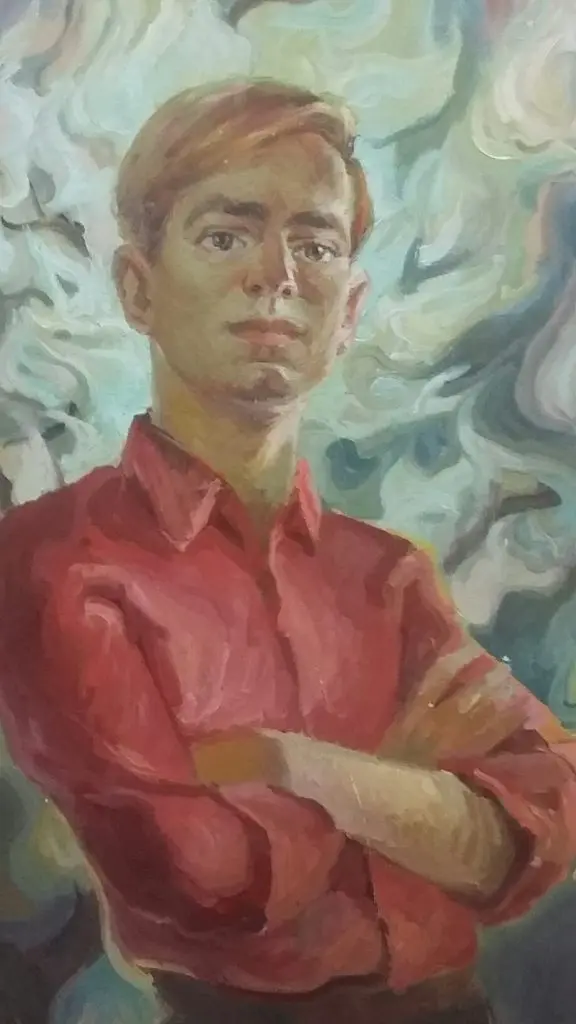 An egg tempera portrait of Bart Truxillo by Barrie Tinkler, dated 1967, a year before he acquired the Magnolia Ballroom. Throughout his life Truxillo commissioned numerous artists to paint his likeness.