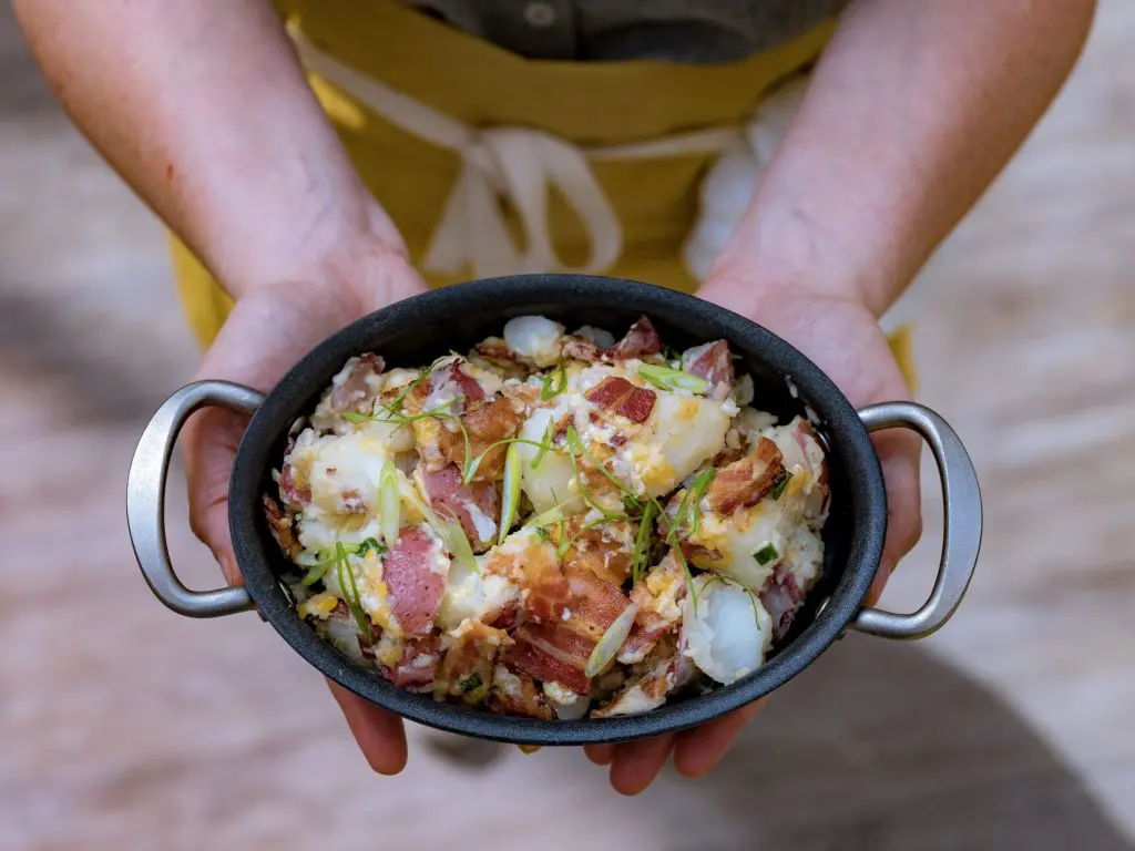 You've never seen potato salad like Feges BBQ's. (Photo by Robert Jacob Lerma.) 