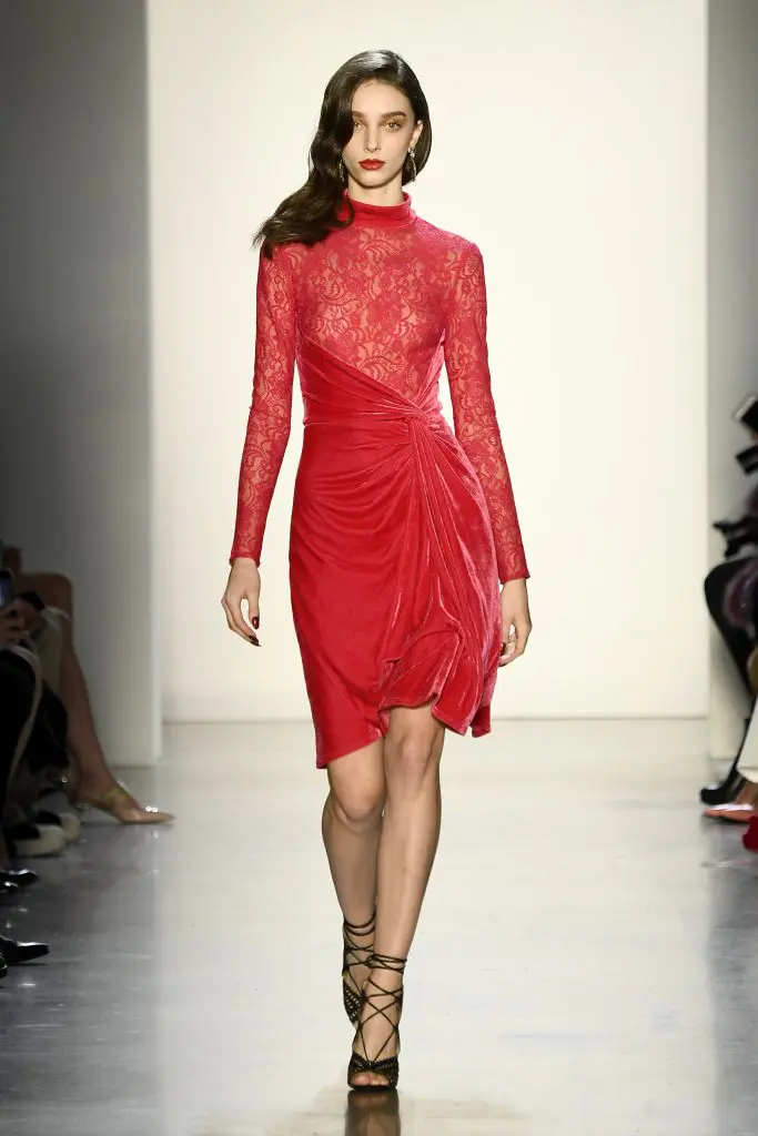 NEW YORK, NY - FEBRUARY 08:  A model walks the runway for Tadashi Shoji during New York Fashion Week: The Shows at Gallery I at Spring Studios on February 8, 2018 in New York City.  (Photo by Frazer Harrison/Getty Images for Tadashi Shoji)