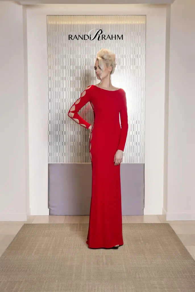Randi Rahm "Passion Diamond" red gown.