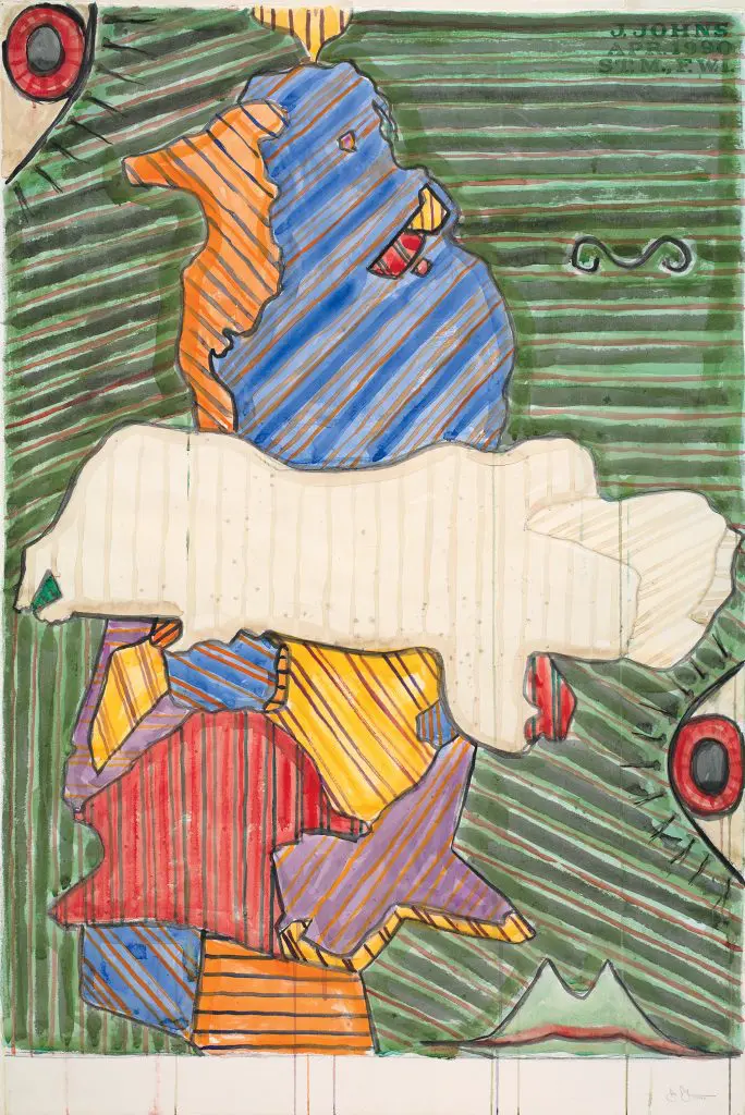 Jasper Johns' "Untitled," 1990, a watercolor and graphite pencil on paper, will be featured in the MDI's opening act, a decades-spanning survey of the artist's drawings. (The Menil Collection, bequest of David Whitney. © Jasper Johns / Licensed by VAGA, NYC) 