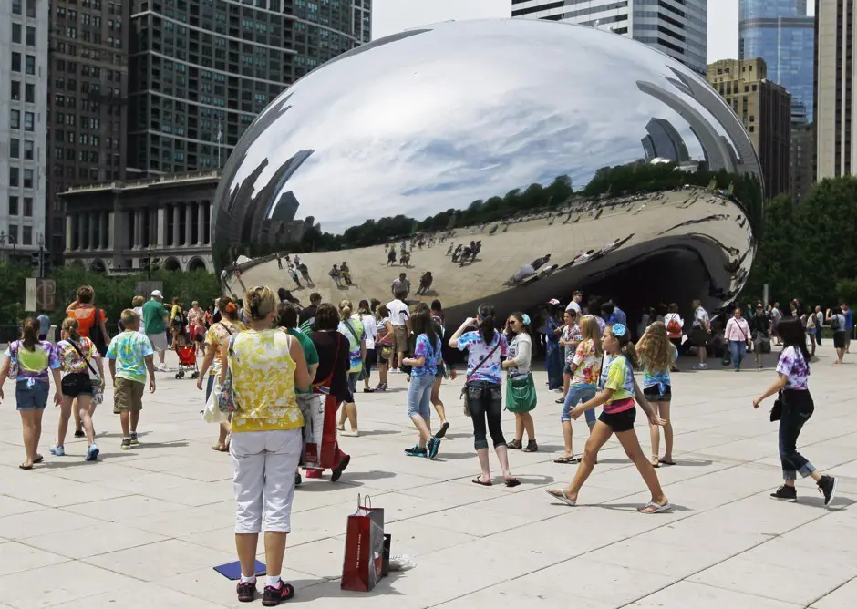 Chicago's iconic bean sculpture is used to drawing a crowd.