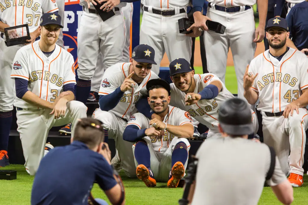 Jose Altuve and company made sure to soak up championship ring night. (Photo by F. Carter Smith.)