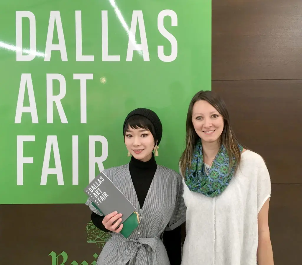 Dr. Cindy Lisica (right) and Tokyo-native, Dallas artist Yasuyo Maruyama, took in the Fair. The painter will headline soon at Cindy Lisica Gallery in Houston. 