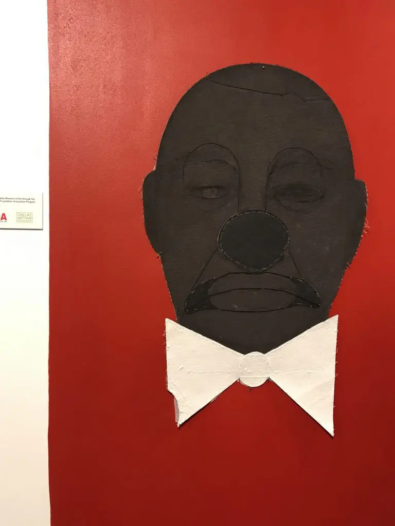 "Untitled 2," 2017, mixed media, acrylic on felt, thread and fabric, 28 x 16" by Alicia Henry (MFA, Yale) was shown on a red painted wall at Liliana Bloch Gallery's DAF booth and acquired by the Dallas Museum of Art thanks to the Dallas Art Fair Foundation. 