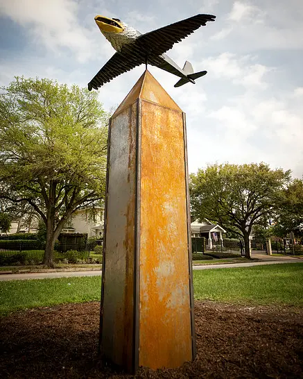The Heights Boulevard sculptures rotate yearly. (Photo by Redbud Gallery.)