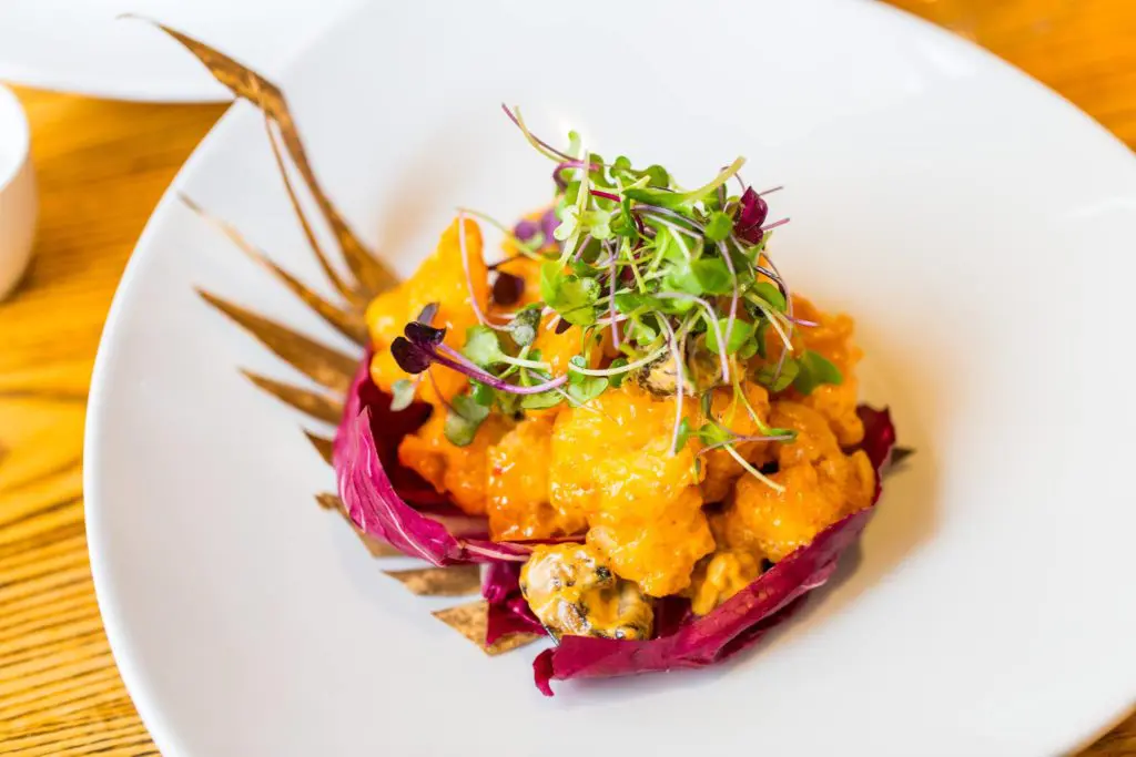 This rock shrimp with creamy spicy sauce is just one of many dinner delights at Nobu. 