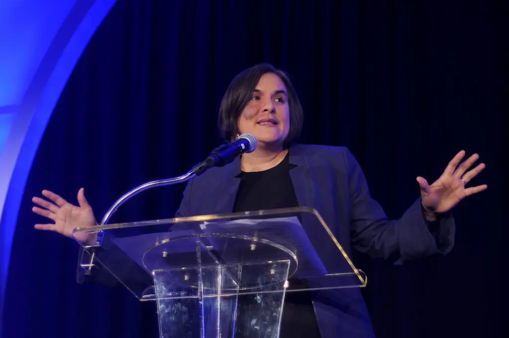 CEO Elisa Villanueva Beard speaks at the Teach For America "Realizing One Day" 2018 Benefit Dinner at the Royal Sonesta Hotel Thursday March 29,2018. (Dave Rossman Photo)