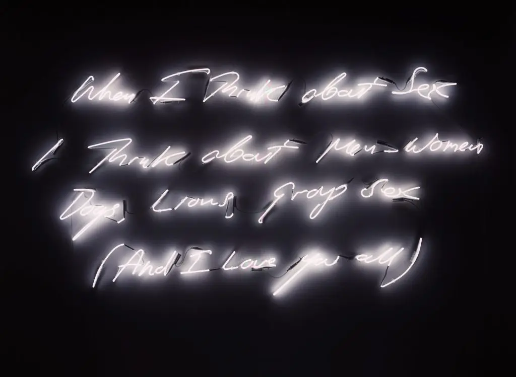 "When I Think About Sex I Think About Men, Women, Dogs, Lions, Group Sex (And I Love You All)," Tracey Emin, 2005. 