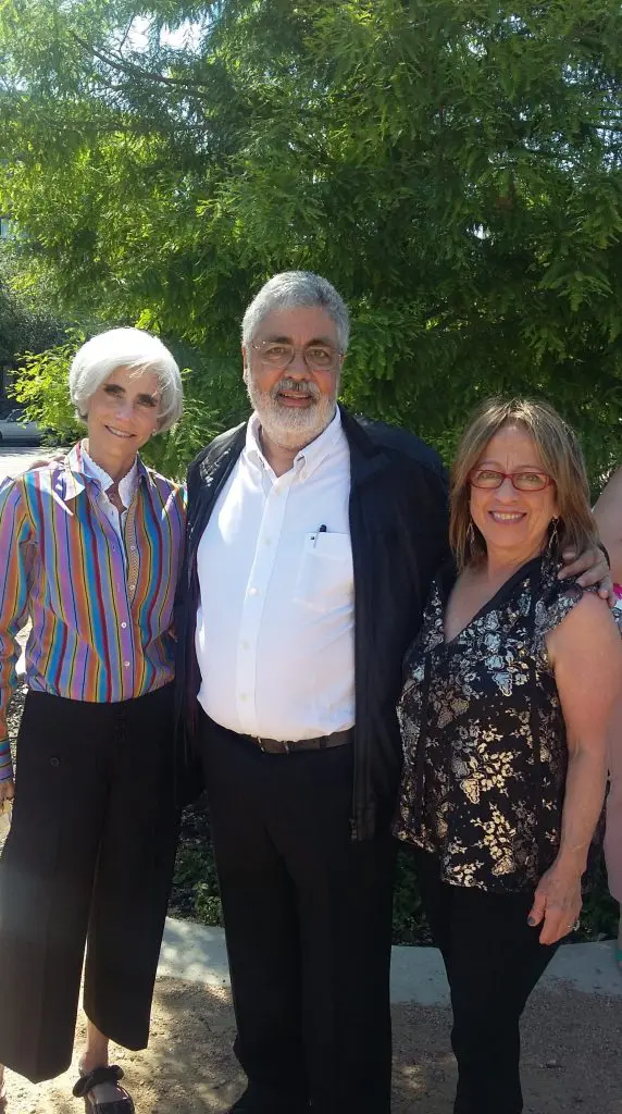 Cistern power trio: Buffalo Bayou Partnership board member and co-chair of the Public Art Committee Judy Nyquist, Carlos Cruz-Diez Jr. who serves as the managing director of Atelier Cruz-Diez in Paris, and the artist's long-term gallerist María Inés Sicardi. (Photo CDA)