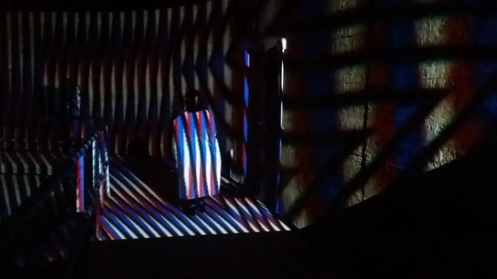 Carlos Cruz-Diez was commissioned for the second-ever installation at the historic Cistern, at Buffalo Bayou Park. The Cistern dates from 1926; the artist was born in 1923. (Photo CDA)