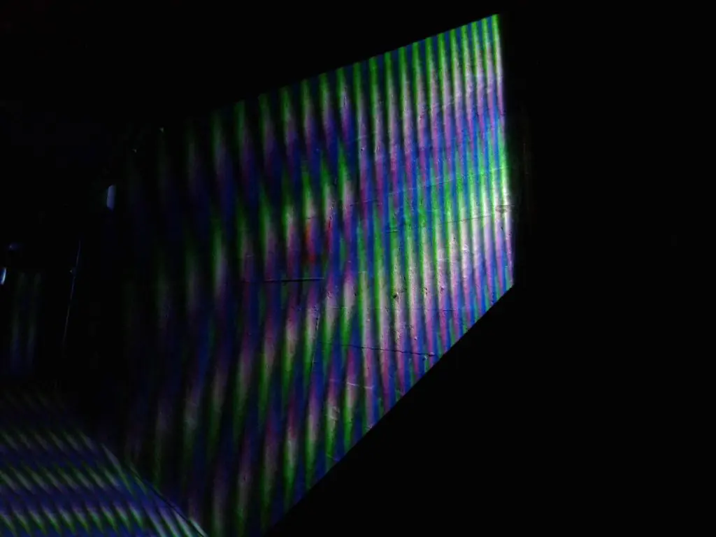 The new Cruz-Diez installation at the Cistern features many hypnotic light effects. Unlike the abbreviated time that museum-goers can spend in a Kusama "Infinity Room," Cistern-goers receive a full half-hour to bask in the artist's light projections. (Photo CDA)