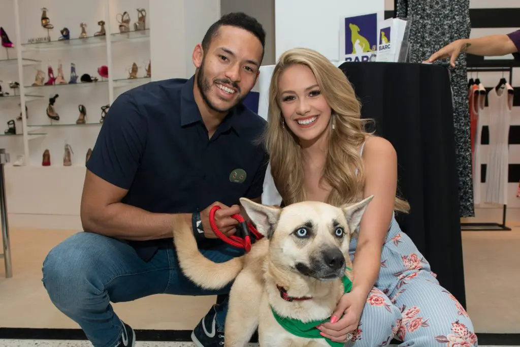 Carlos Correa, show here with his future wife Daniella Rodriguez, is one of the easy to root for, good guy Astros.