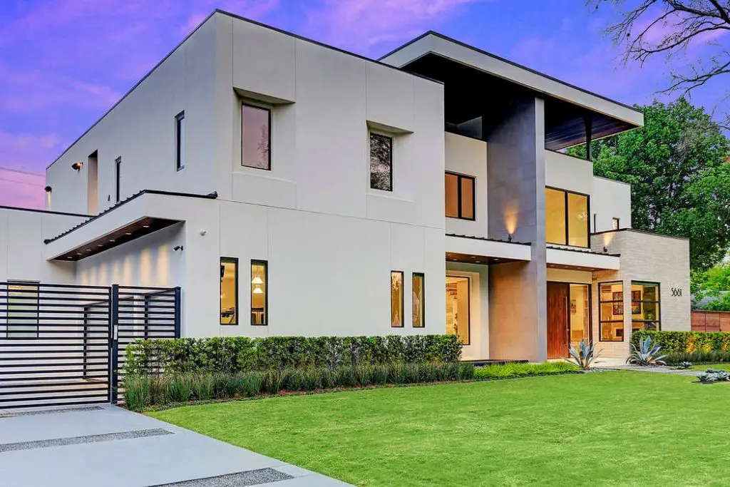 Castle Door is contemporary and striking with a nice big lawn. 