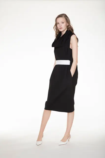 Daniel Wingate black sleeveless cowl neck dress