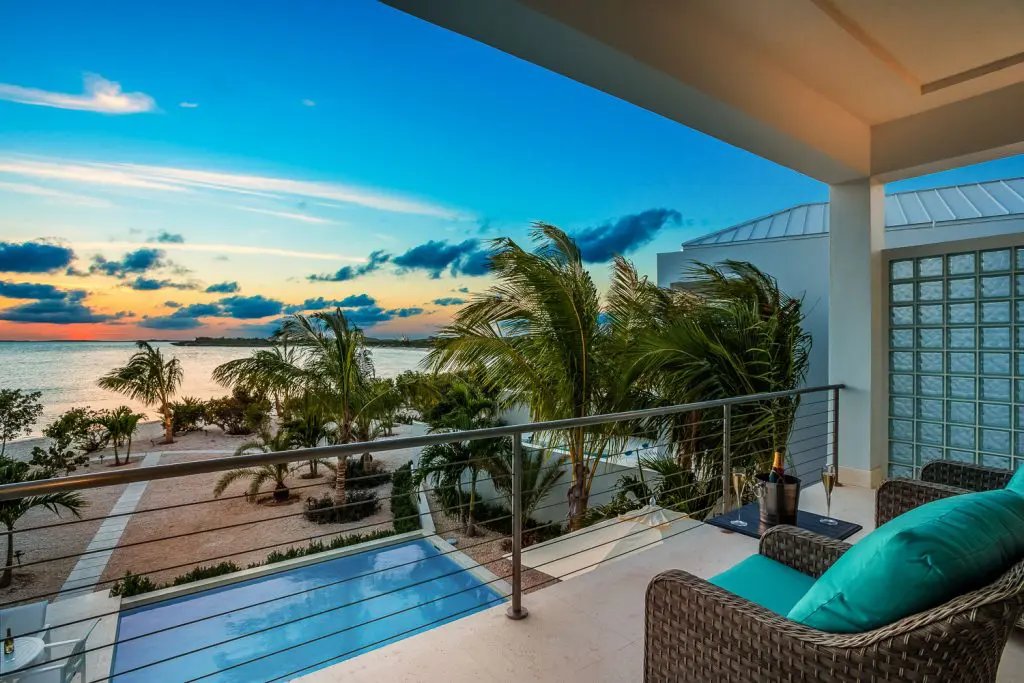 Turks & Caicos' Villa Bari boasts delightful balconies. 