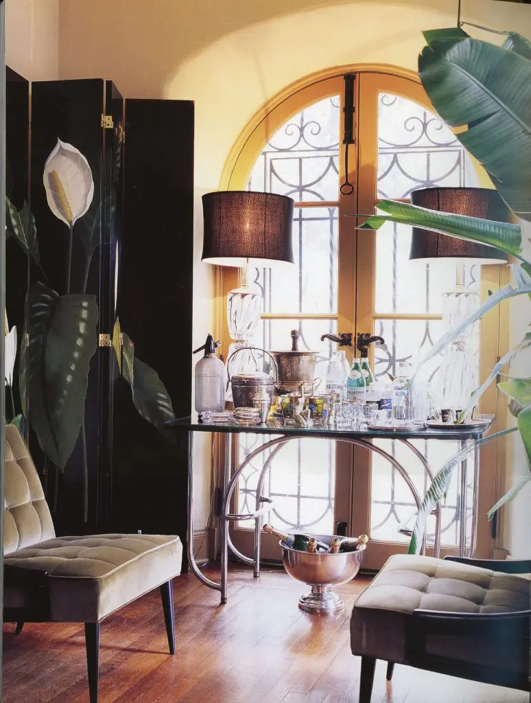 A Deco-inspired and mid-century modern vignette from the late Mickey Rosmarin's estate, to be sold by Judy Robinson Estate Sales in a four-day sale beginning Friday, June 15. Rosmarin's Museum District home and its striking interiors were featured in the 2008 Assouline volume, "Domestic Art: Curated Interiors." (Photo Tria Giovan) 