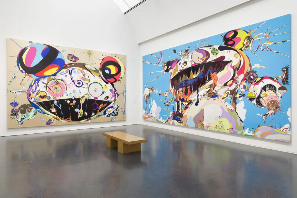 Installation view, "Takashi Murakami: The Octopus Eats Its Own Leg," 2017, at MCA Chicago