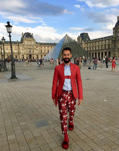 Fady Armanious in Gucci jacket, Alexander McQueen  shirt, YSL slacks, fendi sandals.