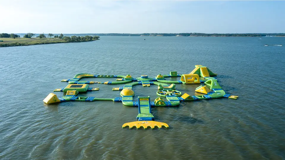 The mega trampoline waterpark in Grapevine is 25,000 square feet. 