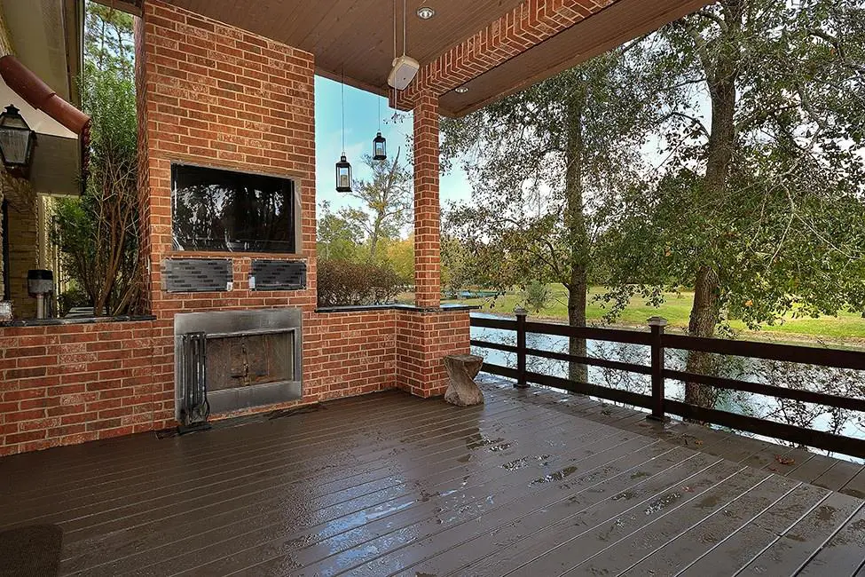 The brick lined patio is the perfect spot to look out over the stunning view. 