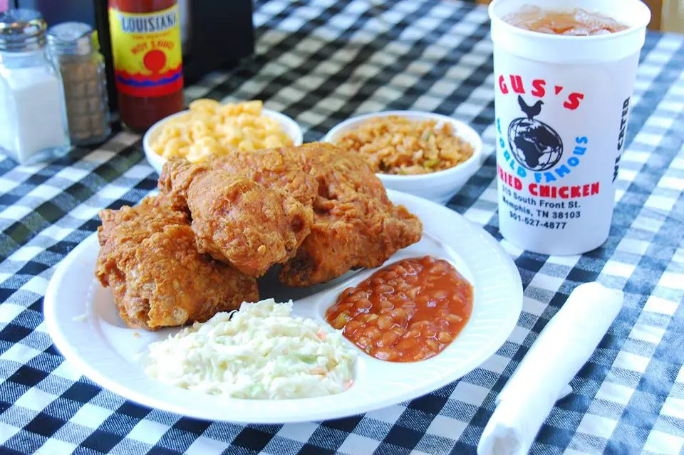 The down-home Southern sides make the menu at Gus's Famous Fried Chicken. 