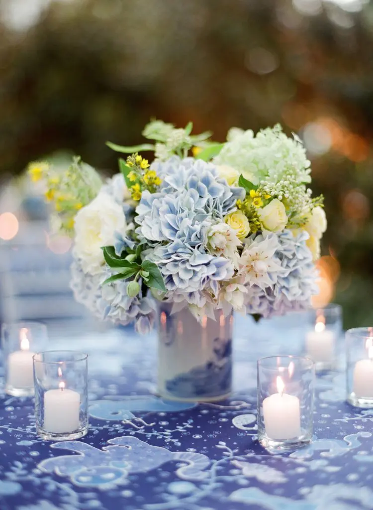 All flowers — even the potpourri tossed on the bride and groom at departure — came from the garden.  (Photo by Jose Villa)