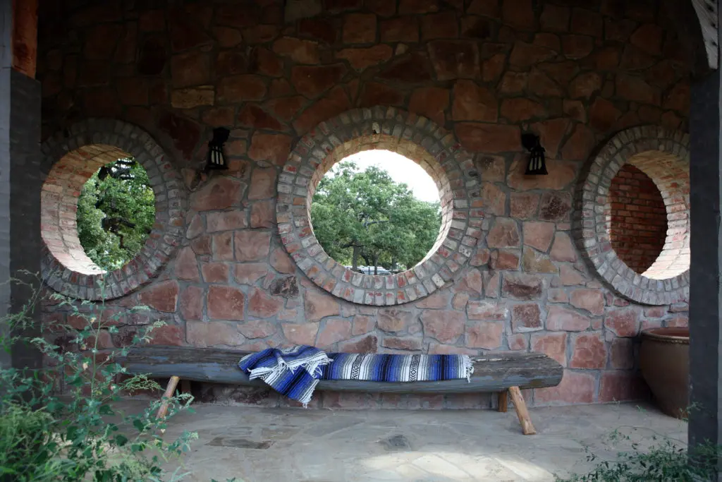 Porch windows of Ted Dealy's 1941 Dilbeck house in Westlake. Photo by Carolyn Brown.