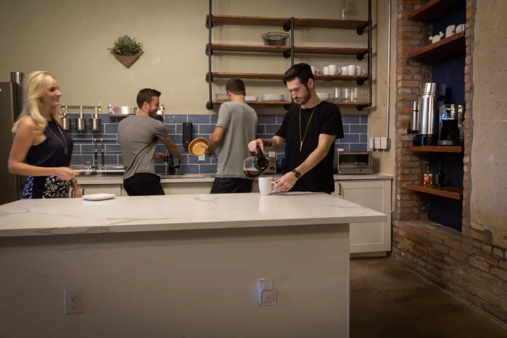 The hostel has a shared kitchen.