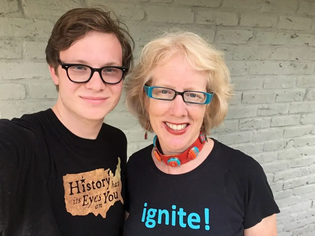 Sarah Gish and son Matthew on the road