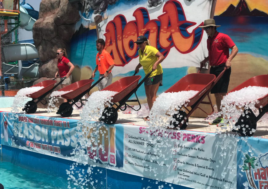 Hawaiian Parks waterpark in Waco is dumping ice right into the wave pool--@ClaytonNeville