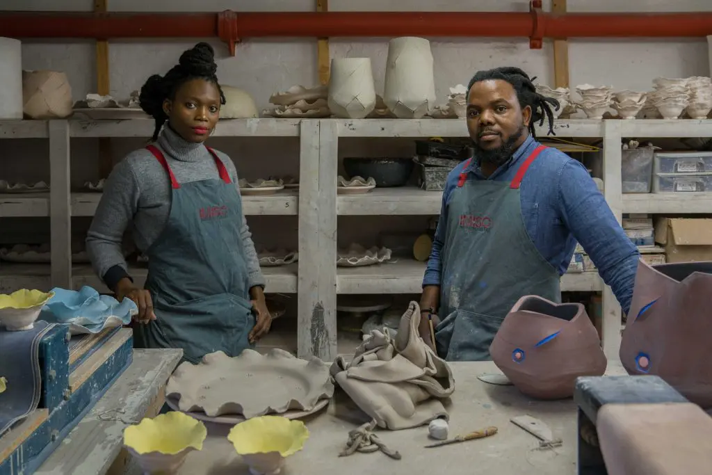 Andile Dyalvane and Zizipho Poswa at their ceramics studio, Imiso, in Cape Town