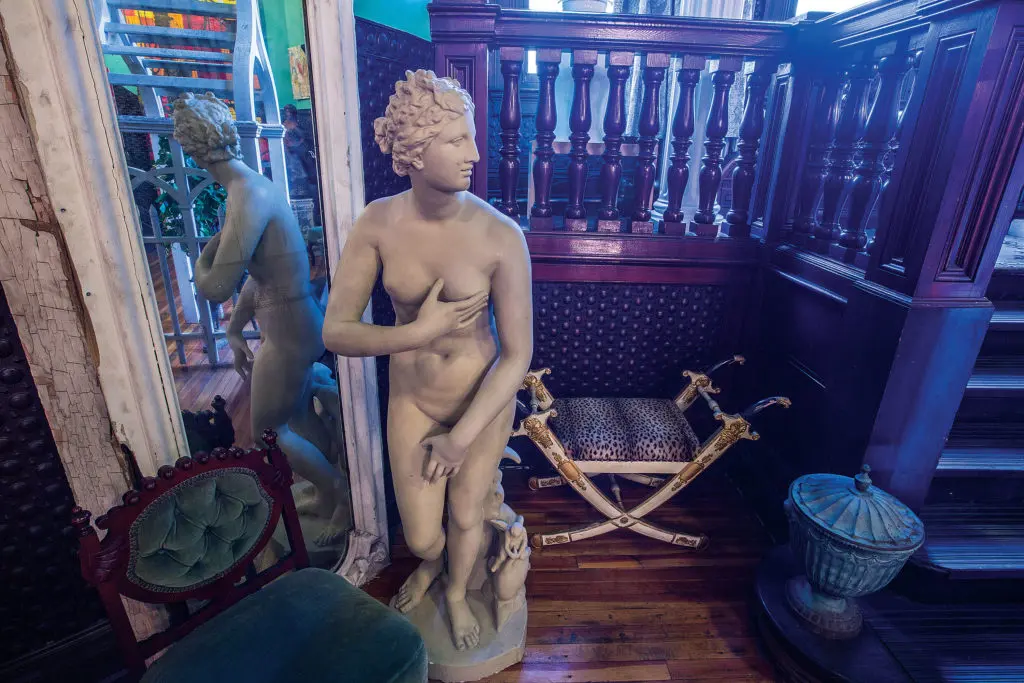 A classical bathing beauty is one of many statues in residence at Watres Armory. (Photo Chris Bolton)
