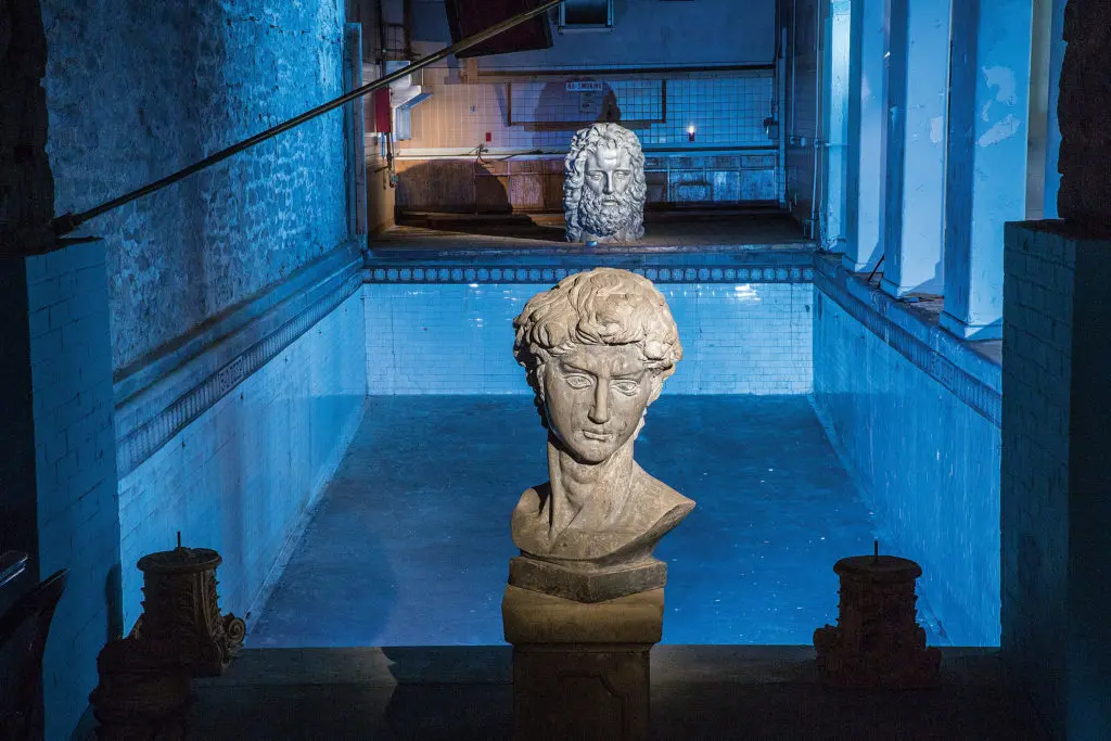 The armory’s basement swimming pool may be destined to become a koi pond. (Photo by Chris Bolton)