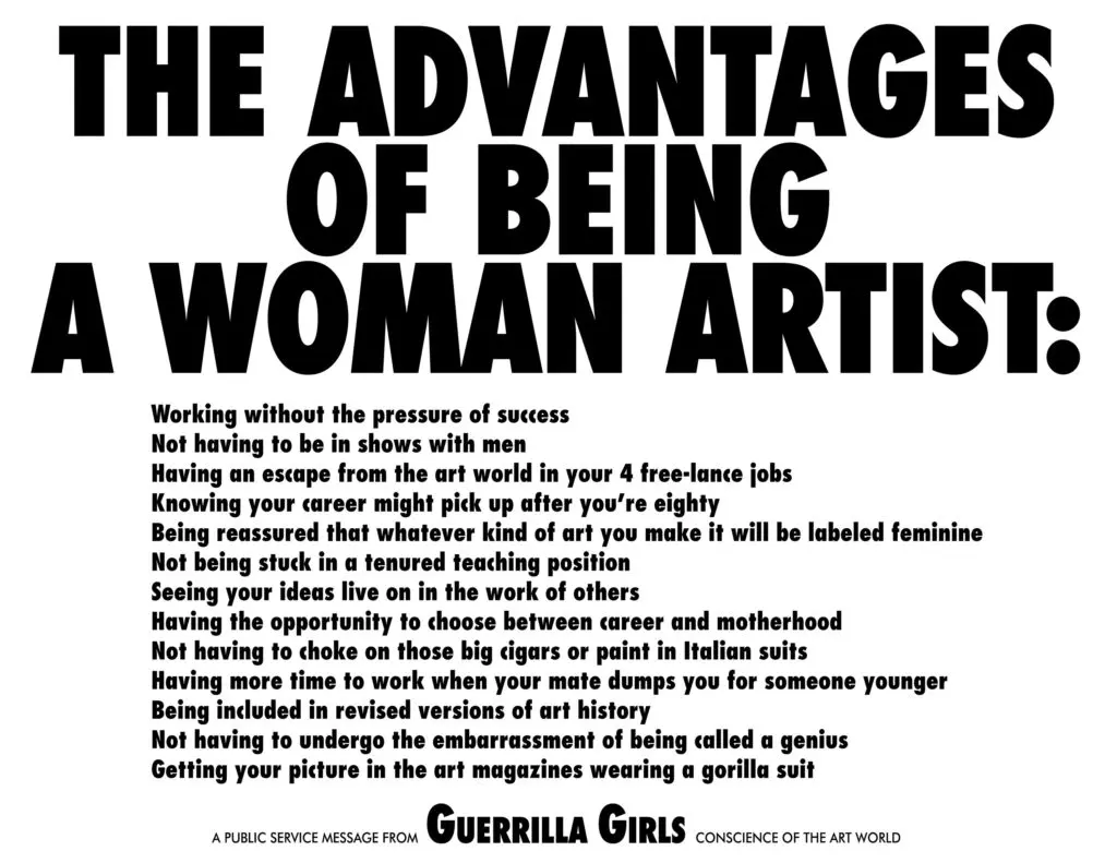 "The Advantages of Being A Woman Artist," 1988 (© Guerrilla Girls and courtesy of guerrillagirls.com)