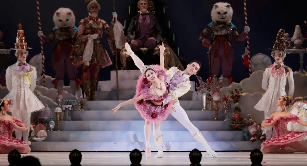 Nozomi Iijima and Connor Walsh with Artists of Houston Ballet in Stanton Welch's "The Nutcracker," 2017 (Photo Amitava Sarkar)